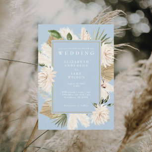 Convites Casamento Floral Azul Céu