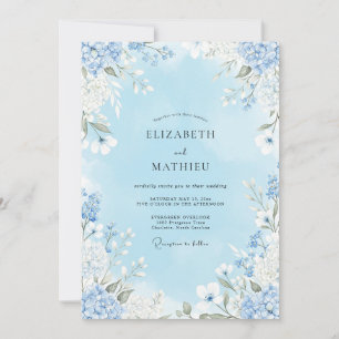 Convites Casamento Floral Azul Céu em Flor