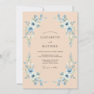 Convites Casamento Floral Azul Claro