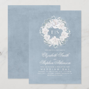 Convites Casamento Floral Azul com Respiração do Bebê