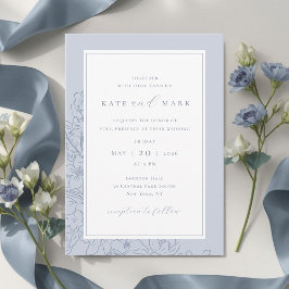 Convites Casamento Floral Azul Delicado