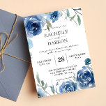 Convites Casamento Floral Azul e Azul<br><div class="desc">Prepare seus convidados para seu casamento fabuloso com seus convites florais de Dusty Blue. Estilo moderno e elegante. Veja nossas outras coleções de Azul Dusty para diferentes opções de design.</div>