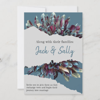 Convites Casamento floral azul e branco