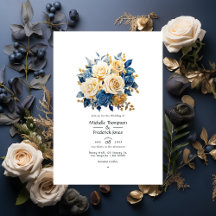 Casamento Floral Azul e Dourado