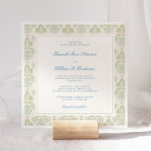 Casamento Floral Azul e Verde Esmeralda Elegante