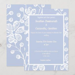 CONVITES CASAMENTO FLORAL AZUL ELEGANTE