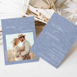 Convites Casamento Floral Azul Empoeirado Elegante