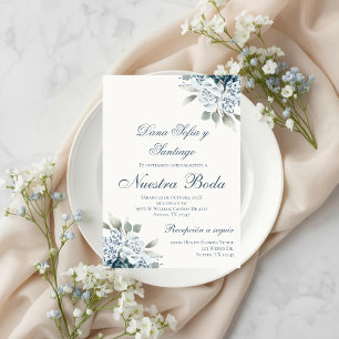 Convites Casamento floral azul espanhol