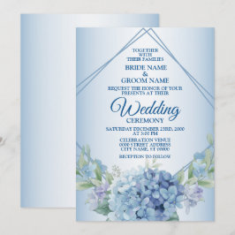 Convites Casamento Floral Azul Herbal Poeira Antigo