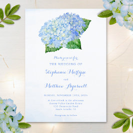 Convites Casamento Floral Azul Hydrangea Watercolor