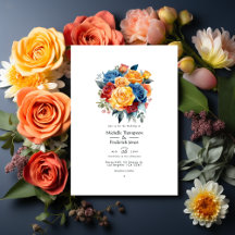 Casamento Floral Azul, Laranja, Amarelo e Vermelho