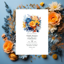 Casamento Floral Azul, Laranja e Amarelo