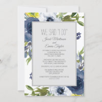 Casamento Floral Azul Marinho Branco Amarelo Fuga