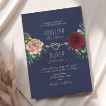 Casamento Floral Azul-Marinho e Borgonha Elegante