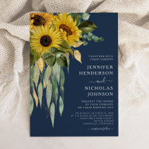 Casamento Floral Azul Marinho Girassol Eucalipto