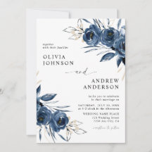 Casamento Floral Azul Marinho Moderno e Elegante