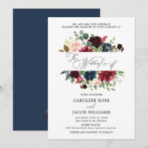Casamento Floral Azul-Marinho-Rosa-Blush Burgundy