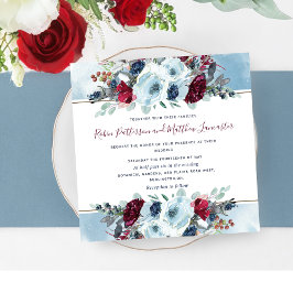 Convites Casamento Floral Azul, Marinho Vermelho e Roxo