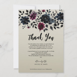Convites Casamento Floral Azul Meia-Noite Borgonha Amêndoa