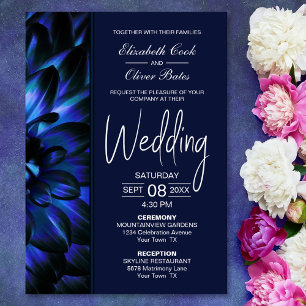 Convites Casamento Floral Azul Moody