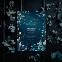 Casamento Floral Azul-Negro e Aquamarino