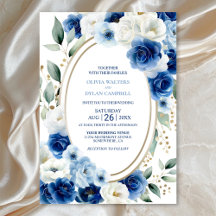 Casamento Floral Azul Oval