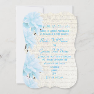 Convites Casamento floral azul pastel pálido feminino