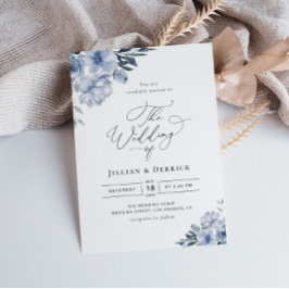 Convites casamento floral azul-poeirento