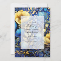 Casamento Floral Azul Real e Dourado