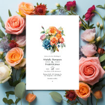 Casamento Floral Azul, Rosa, Laranja e Verde