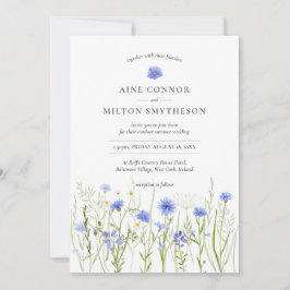 Convites Casamento floral azul, tema de flor silvestre de v
