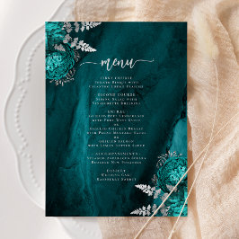 Convites Casamento Floral Azul Turquesa Prateado Elegante