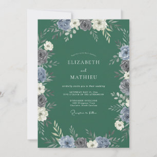 Convites Casamento Floral Azul Verdejante Floresce