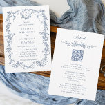 Convites Casamento Floral Azul Vitoriano Francês<br><div class="desc">O convite de casamento floral azul elegante com detalhes no fundo. Para uma personalização mais avançada deste design,  clique no BOTÃO DE FERRAMENTAS DESIGN acima!</div>