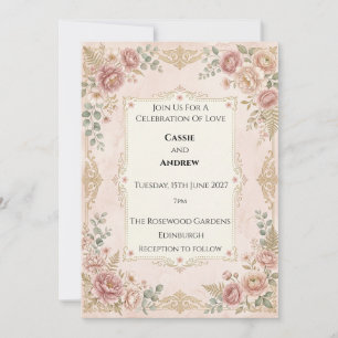 Convites Casamento Floral Bege