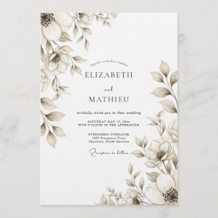 Convites Casamento Floral Bege