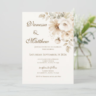 Convites Casamento floral bege Boho