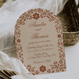 Convites Casamento Floral bege marrom Caprichoso