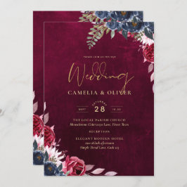 Convites Casamento Floral Berry Wine