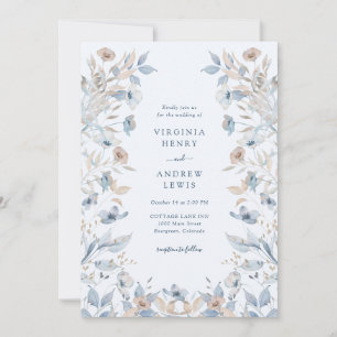 Convites Casamento Floral Blue Boho