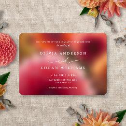 Convites Casamento Floral Blur Moderno Elegante Verão Outon