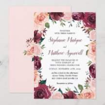Casamento Floral Blush Burgundy Rosa Border