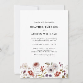Convites Casamento Floral Blush Burgundy Watercolor
