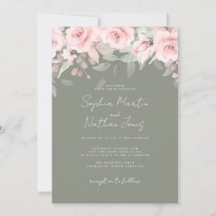 Convites Casamento Floral Blush Pink Sage