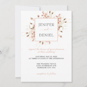 Convites Casamento Floral Boêmio com Aquarela Seca