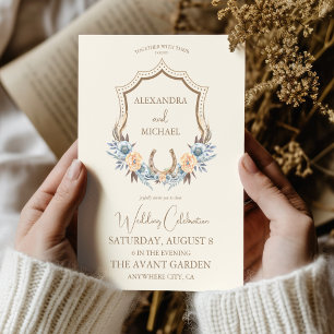 Convites Casamento Floral Boêmio Country Crest Ocidental