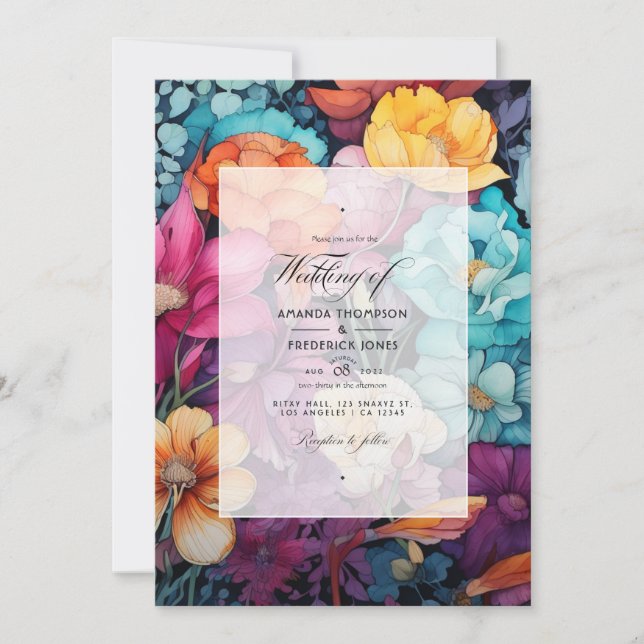 Convites Casamento Floral Boêmio e Terroso (Frente)