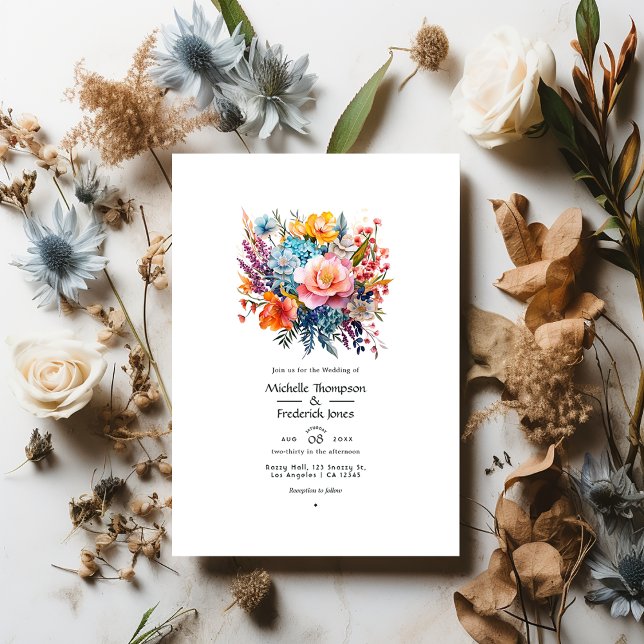 Convites Casamento Floral Boêmio e Terroso (Criador carregado)