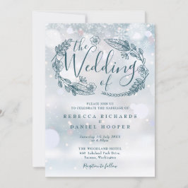 Convites Casamento Floral Boêmio Flocos de Neve de Inverno