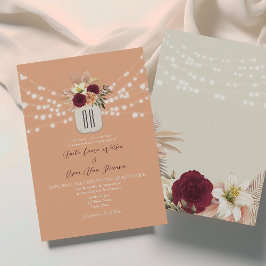 Convites Casamento Floral Boêmio Monograma